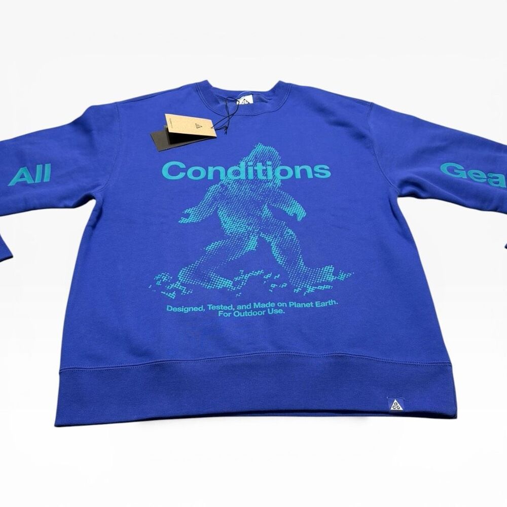 Nike ACG Tuff Fleece Therma-Fit Lapis Blue Bigfoot Crewneck size S IF1490-430 - Picture 2 of 12